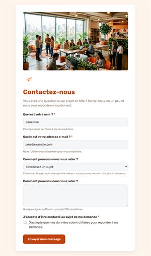 Contact avec choix du sujet