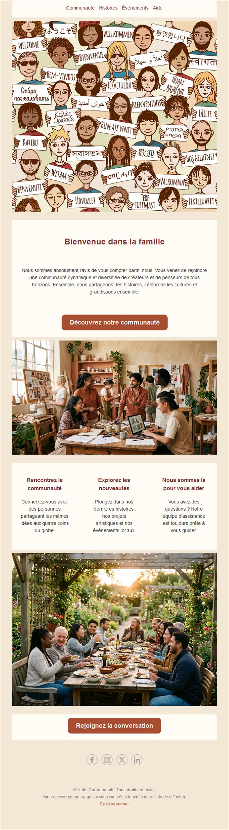 Email de bienvenue dans la communauté